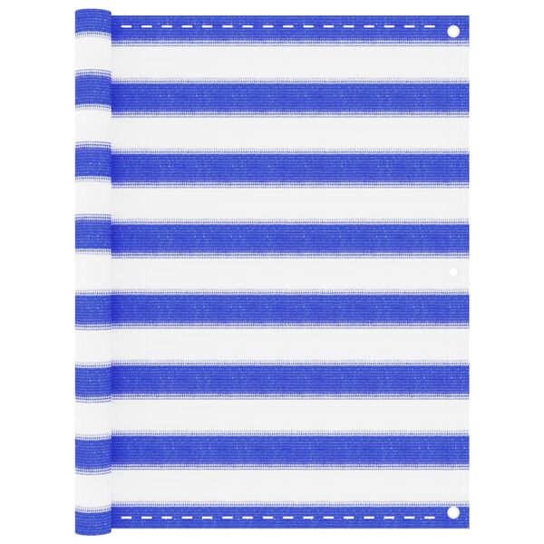 vidaXL Balkongskjerm bl&aring; og hvit 90x600 cm HDPE