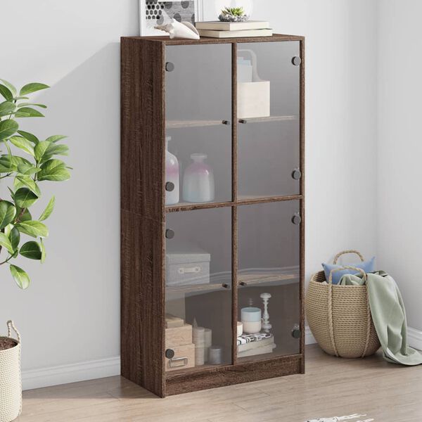 vidaXL Highboard med d&oslash;rer brun eik 68x37x142 cm konstruert tre