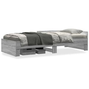 vidaXL Sengeramme gr&aring; sonoma 90x200 cm konstruert tre