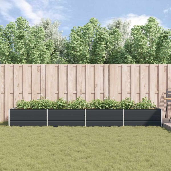 vidaXL Plantekassed Antrasitt 195 x 100 x 45 cm Galvanisert St&aring;l