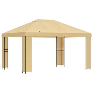 vidaXL Paviljong 4 &times; 3 m Krem Polyester og st&aring;l 190 gsm