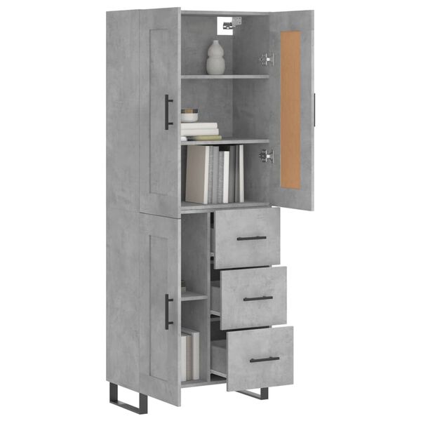 vidaXL Highboard betonggr&aring; 69,5x34x180 cm konstruert tre