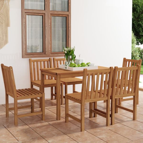 vidaXL 7-delers hagespisesett 120x70 cm heltre teak