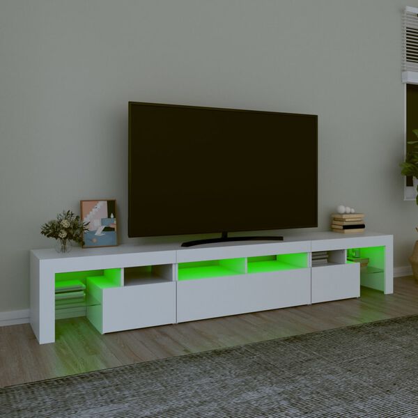 vidaXL TV-benk med LED-lys hvit 230x36,5x40 cm