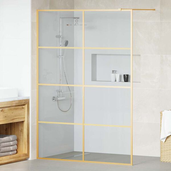 vidaXL Walk-in Dusjvegg Gull 140 x 195 cm herdet glass