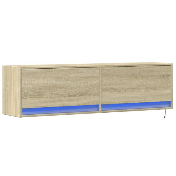 vidaXL Vegghengt TV-benk med LED sonoma eik 140x31x38 cm