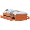 vidaXL Sengeramme uten madrass med skuffer brun 90x200 cm heltre furu