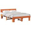 vidaXL Sengestamme med hodegjerde Vokset Brun 150 x 200 cm Massiv furu