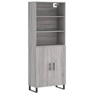 vidaXL Highboard gr&aring; sonoma 69,5x34x180 cm konstruert tre