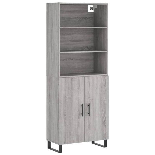 vidaXL Highboard gr&aring; sonoma 69,5x34x180 cm konstruert tre