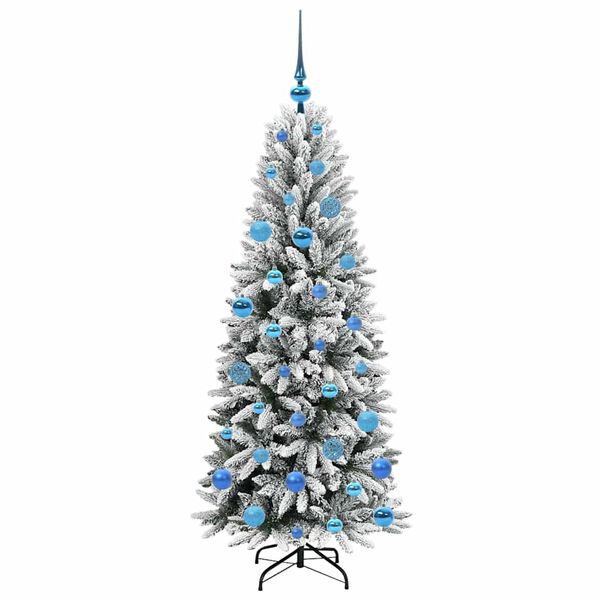 vidaXL Kunstig juletre med 150 LED Hvit 150 cm PVC, plast, st&aring;l og PE