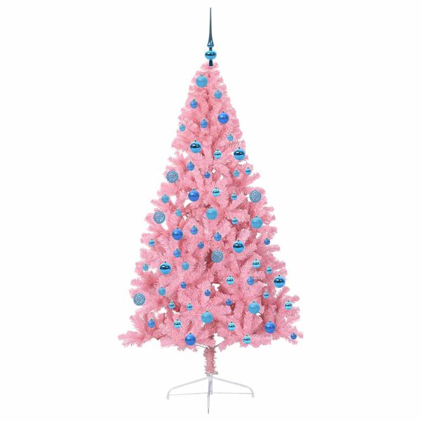 vidaXL Kunstig Forh&aring;ndsopplyst Juletre med 300 LED Rosa 180 cm PVC