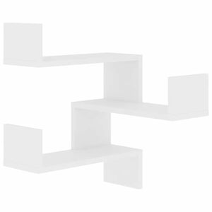 vidaXL Veggmonterte hj&oslash;rnehyller 2 stk hvit 40x40x50 cm konstruert tre