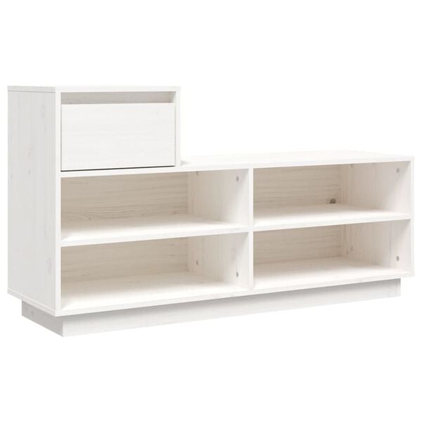 vidaXL Skohylle hvit 110x34x61 cm heltre furu