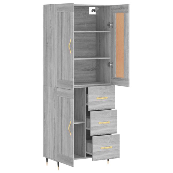 vidaXL Highboard gr&aring; sonoma 69,5x34x180 cm konstruert tre