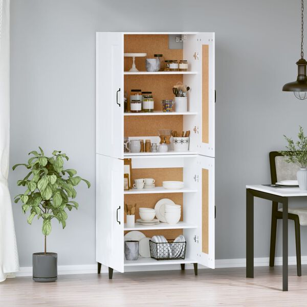 vidaXL Highboard hvit 69,5x34x180 cm konstruert tre