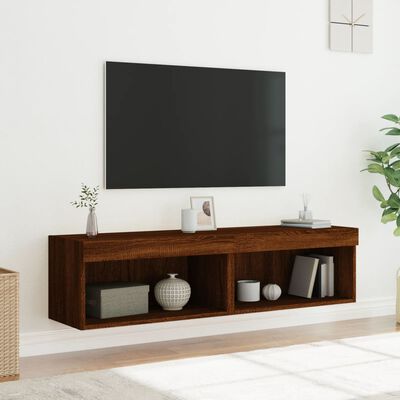 vidaXL TV-benker med LED-lys 2 stk brun eik 60x30x30 cm