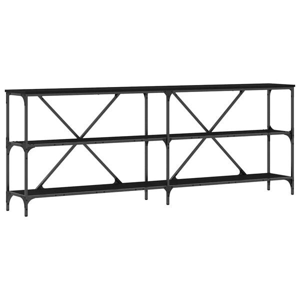 vidaXL Konsollbord med hylle Svart Eik 200 x 30 x 75 cm Konstruert tre