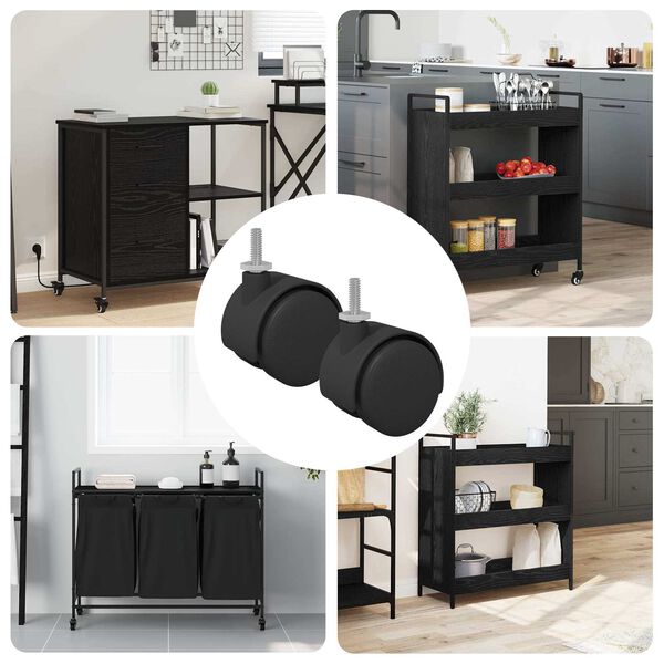 vidaXL Hjul 2 pcs Svart 40,1 x 37,8 mm PP og jern