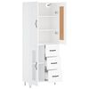vidaXL Highboard hvit 69,5x34x180 cm konstruert tre