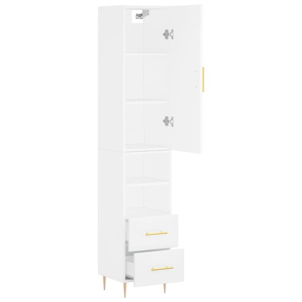 vidaXL Highboard hvit 34,5x34x180 cm konstruert tre