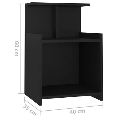 vidaXL Nattbord svart 40x35x60 cm sponplate