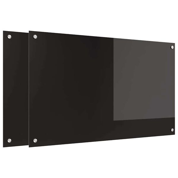 vidaXL Kj&oslash;kkenbakplate 2 pcs Svart 100 x 60 cm herdet glass