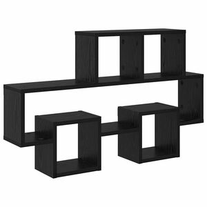 vidaXL Vegghylle med hylle Svart eik 82 x 15 x 51 cm Konstruert tre