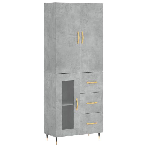 vidaXL Highboard betonggr&aring; 69,5x34x180 cm konstruert tre