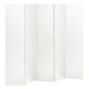 vidaXL Romdeler 5 paneler hvit 200x180 cm st&aring;l