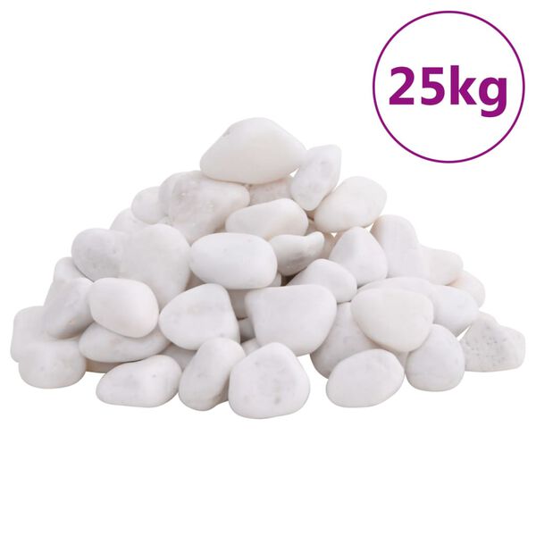 vidaXL Polerte sm&aring;stein 25 kg hvit 2-5 cm