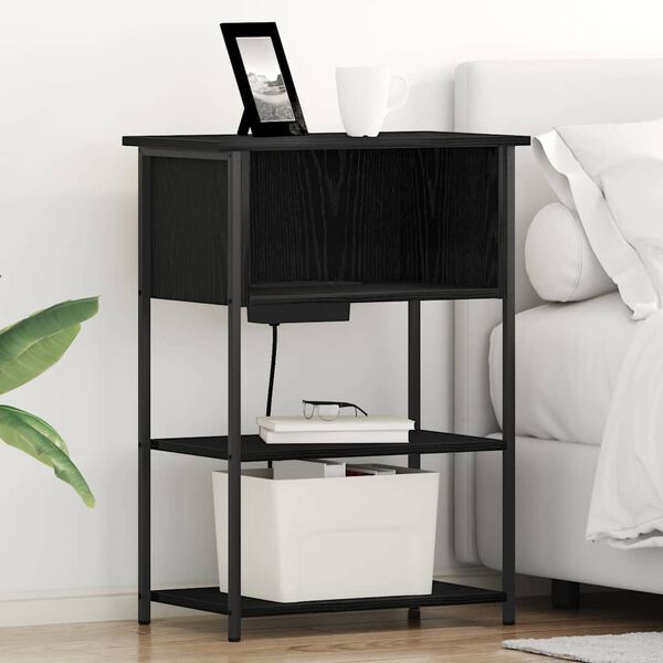 vidaXL Nattbordskap Svart Eik 55 x 31 x 76 cm Konstruert tre