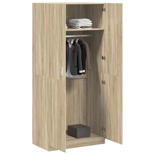 vidaXL Garderobe sonoma eik 90x52x200 cm konstruert tre