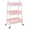 vidaXL Oppbevaringsvogn 3-etasjers rosa 42x41,5x77 cm st&aring;l