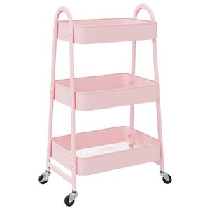 vidaXL Oppbevaringsvogn 3-etasjers rosa 42x41,5x77 cm st&aring;l