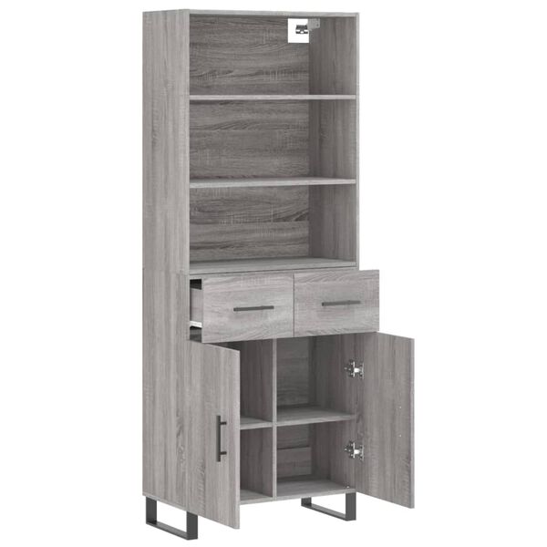 vidaXL Highboard grå sonoma 69,5x34x180 cm konstruert tre