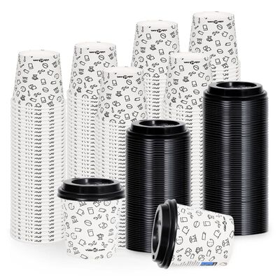 vidaXL Kaffepapirkopper med lokk 120 ml 250 stk hvit og svart