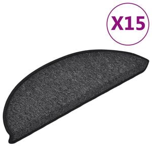 vidaXL Trappematter 15 stk 56x17x3 cm antrasitt halvrund