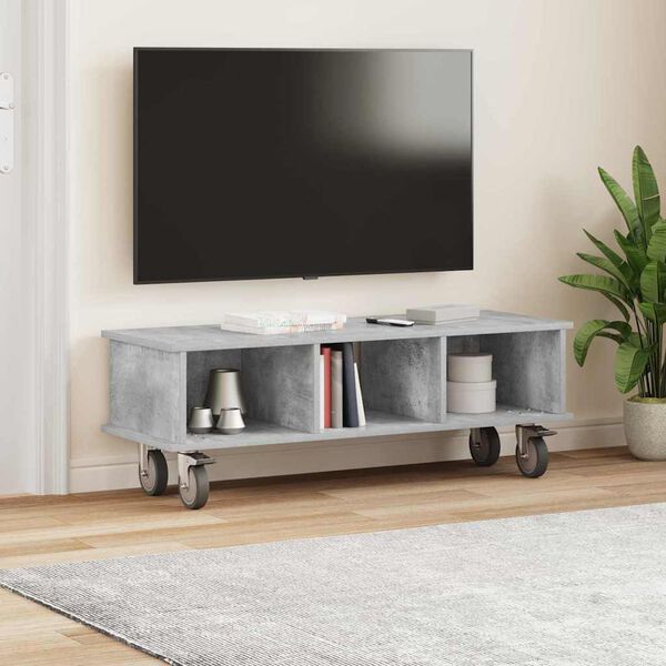 vidaXL TV-benk Betonggr&aring; 100 x 35 x 35 cm Konstruert tre