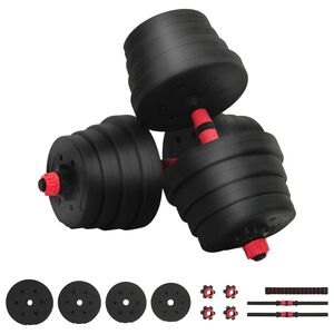 vidaXL 2-i-1 manual og vektstang sett 30 kg Svart og R&oslash;d