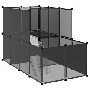 vidaXL Sm&aring;dyrbur svart 142x74x93 cm PP og st&aring;l