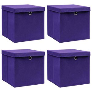 vidaXL Oppbevaringsbokser med deksler 4 stk 28x28x28 cm lilla
