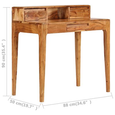 vidaXL Skrivebord med skuffer heltre 88x50x90 cm