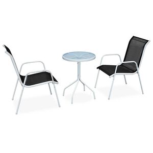 vidaXL Bistrosett 3 deler st&aring;l svart