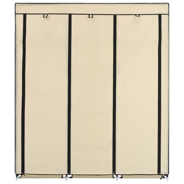 vidaXL Garderobe med skap og stenger kremhvit 150x45x175 cm stoff