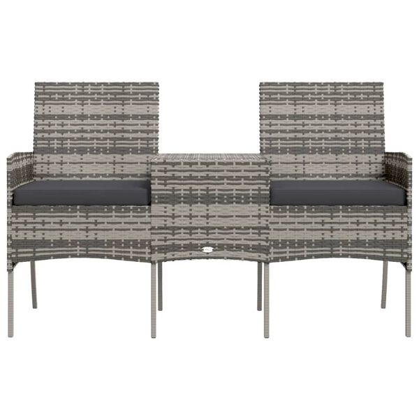 vidaXl Hagesofa 2-seters med tebord polyrotting antrasitt