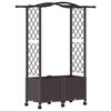vidaXL Hevet Bed med Trellis og Tak Brun 125 x 40 x 144 cm PP