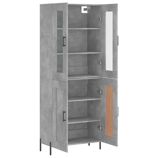 vidaXL Highboard betonggr&aring; 69,5x34x180 cm konstruert tre