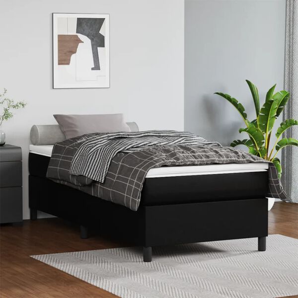 vidaXL Boxspring-sengeramme svart 90x190 cm Single kunstskinn
