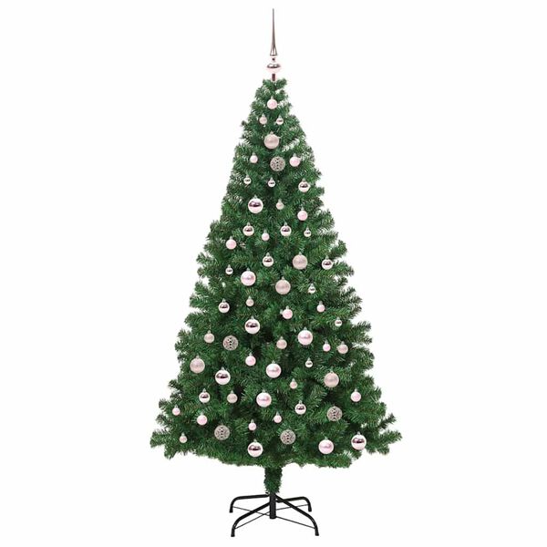 vidaXL Kunstig juletre med 300 LED gr&oslash;nn 210 cm PVC og St&aring;l og Plast
